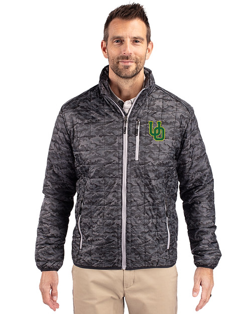 Oregon Ducks- Cutter & Buck Rainier PrimaLoft® Mens Eco Insulated Full Zip Printed Puffer Jacket