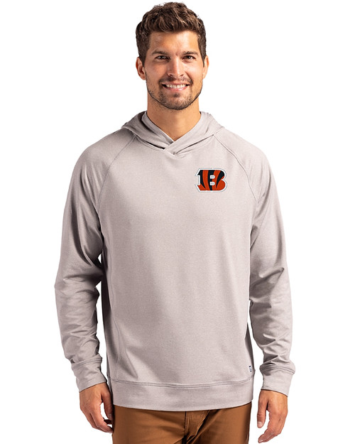 Cincinnati Bengals Cutter & Buck Adapt Knit Recycled Mens Heathered Hooded Pullover