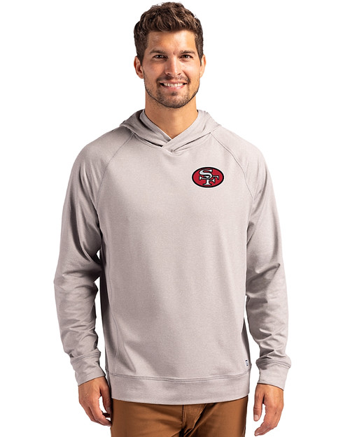 San Francisco 49ers Historic Cutter & Buck Adapt Knit Recycled Mens Heathered Hooded Pullover