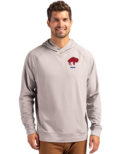 Buffalo Bills Historic Cutter & Buck Adapt Knit Recycled Mens Heathered Hooded Pullover