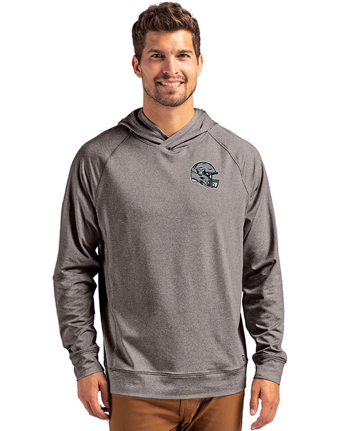 Las Vegas Raiders NFL Helmet Cutter & Buck Adapt Knit Recycled Mens Heathered Hooded Pullover