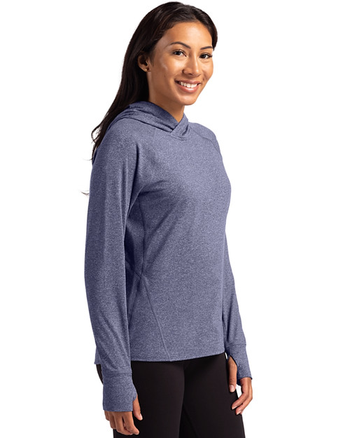 Los Angeles Chargers Historic Cutter & Buck Adapt Knit Recycled Womens Heathered Hooded Pullover