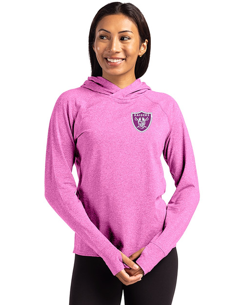 Las Vegas Raiders Mono Cutter & Buck Adapt Knit Recycled Womens Heathered Hooded Pullover