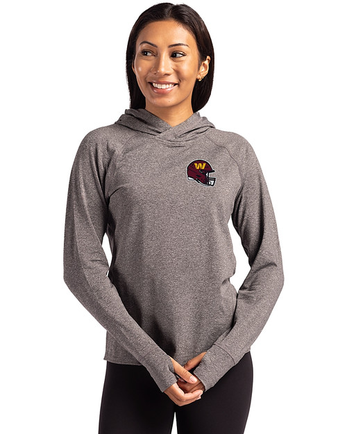 Washington Commanders NFL Helmet Cutter & Buck Adapt Knit Recycled Womens Heathered Hooded Pullover