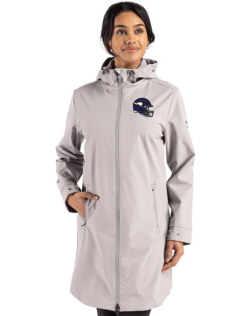 Minnesota Vikings NFL Helmet Cutter & Buck Camano Everyday Stretch Recycled Womens Water Resistant Jacket
