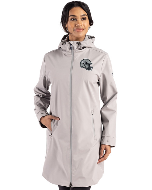 Las Vegas Raiders NFL Helmet Cutter & Buck Camano Everyday Stretch Recycled Womens Water Resistant Jacket