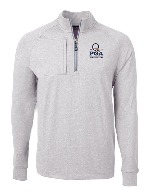 2025 PGA Championship Collection Cutter & Buck Adapt Eco Knit Heather Mens Quarter Zip Pullover