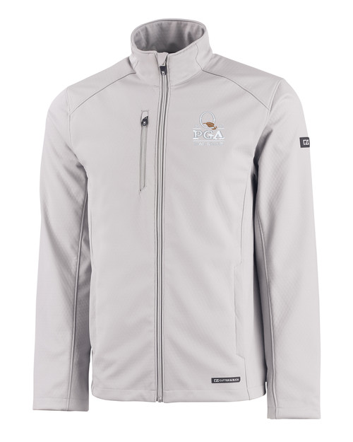 2025 PGA Championship Collection Cutter & Buck Evoke Softshell Recycled Full Zip Mens Jacket
