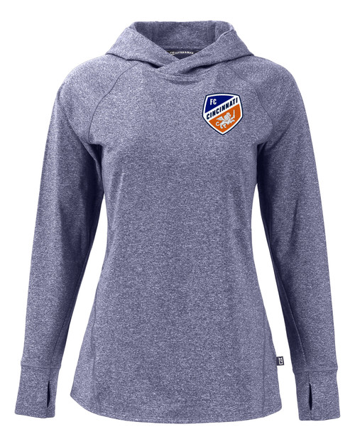 FC Cincinnati Cutter & Buck Adapt Knit Recycled Womens Heathered Hooded Pullover