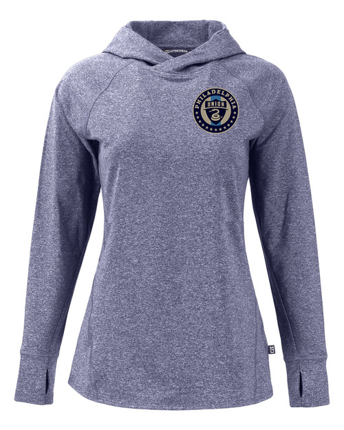 Philadelphia Union Cutter & Buck Adapt Knit Recycled Womens Heathered Hooded Pullover