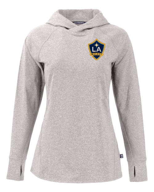 LA Galaxy Cutter & Buck Adapt Knit Recycled Womens Heathered Hooded Pullover