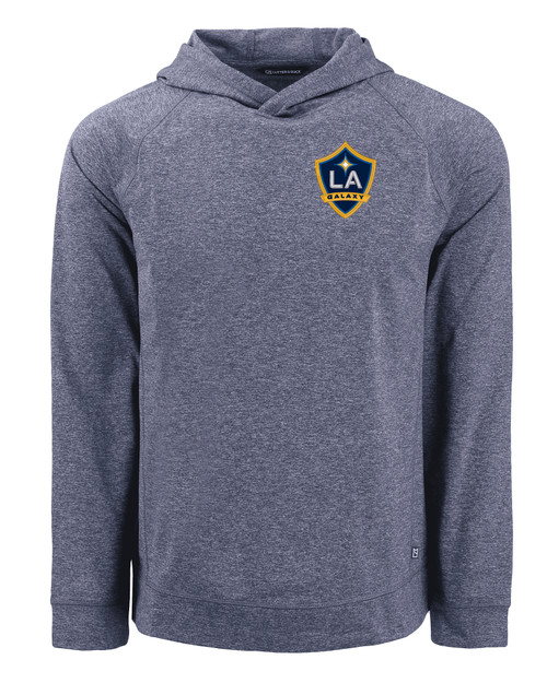 LA Galaxy Cutter & Buck Adapt Knit Recycled Mens Heathered Hooded Pullover