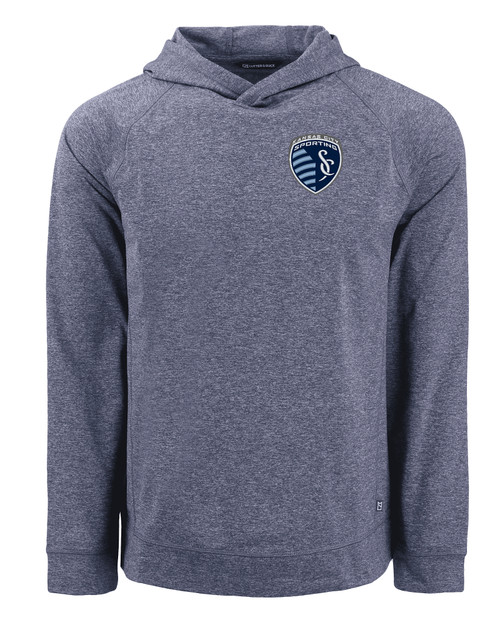 Sporting Kansas City Cutter & Buck Adapt Knit Recycled Mens Heathered Hooded Pullover