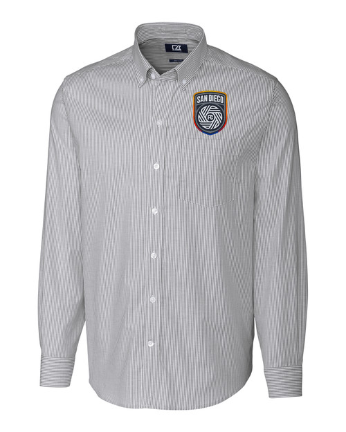 San Diego FC Cutter & Buck Stretch Oxford Stripe Mens Big and Tall Long Sleeve Dress Shirt