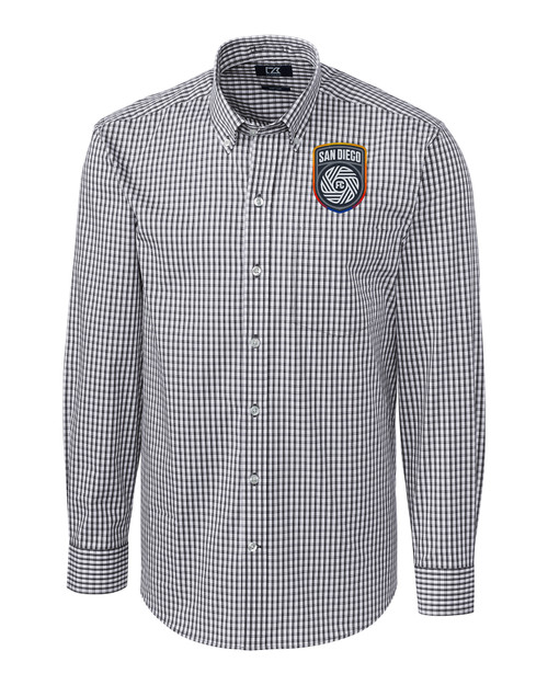 San Diego FC Cutter & Buck Easy Care Stretch Gingham Mens Big and Tall Long Sleeve Dress Shirt