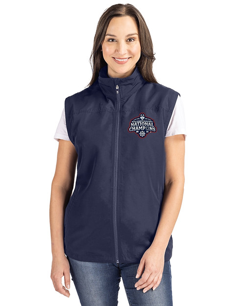 UConn Huskies 2025 NCAA Women's Basketball National Champions Cutter & Buck Charter Eco Recycled Full-Zip Womens Vest