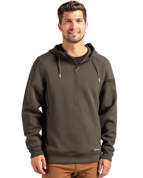 Patriotic Mono Cutter & Buck Roam Eco Half Zip Recycled Mens Hooded Pullover