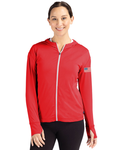Patriotic Cutter & Buck Daybreak Eco Recycled Womens Full Zip Hoodie