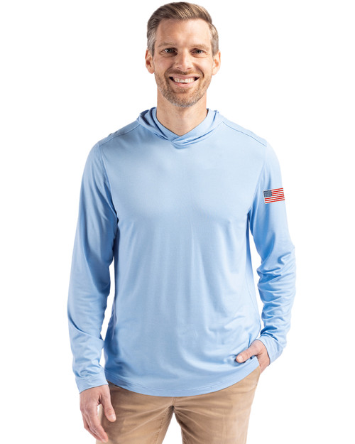 Patriotic Cutter & Buck Coastline Epic Comfort Recycled Mens Hooded Shirt