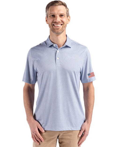 Patriotic Cutter & Buck Pike Eco Diamond Dot Print Recycled Mens Polo
