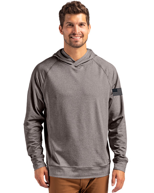 Patriotic Mono Cutter & Buck Adapt Knit Recycled Mens Heathered Hooded Pullover