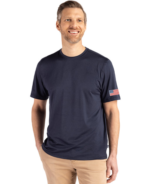 Patriotic Cutter & Buck Coastline Epic Comfort Recycled Mens Short Sleeve Tee