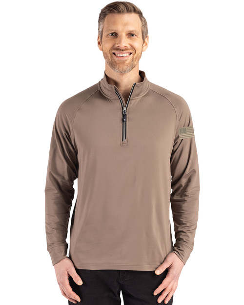 Patriotic Mono Cutter & Buck Adapt Eco Knit Stretch Recycled Mens Quarter Zip Pullover
