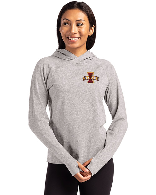 Iowa State Cyclones Cutter & Buck Adapt Knit Recycled Womens Heathered Hooded Pullover