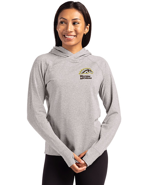 Western Michigan Broncos Cutter & Buck Adapt Knit Recycled Womens Heathered Hooded Pullover