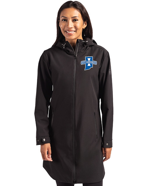Indiana State Sycamores Cutter & Buck Camano Everyday Stretch Recycled Womens Water Resistant Jacket