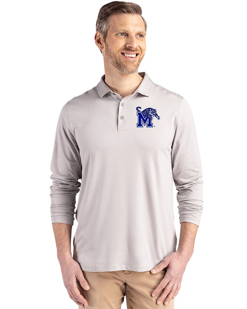 Memphis Tigers Cutter & Buck Coastline Epic Comfort Recycled Mens Long Sleeve Polo