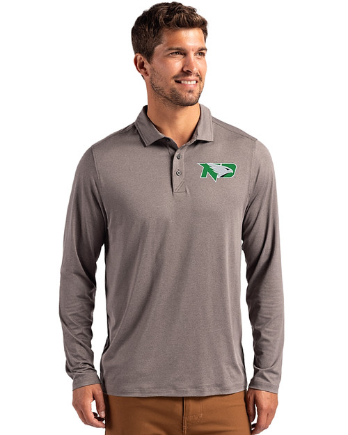 North Dakota Cutter & Buck Coastline Epic Comfort Recycled Mens Long Sleeve Polo