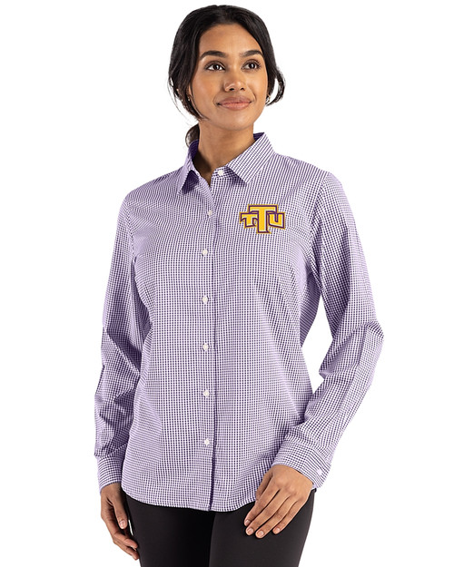 Cutter & Buck Skyline Recycled Pinstripe Womens Long Sleeve Spread