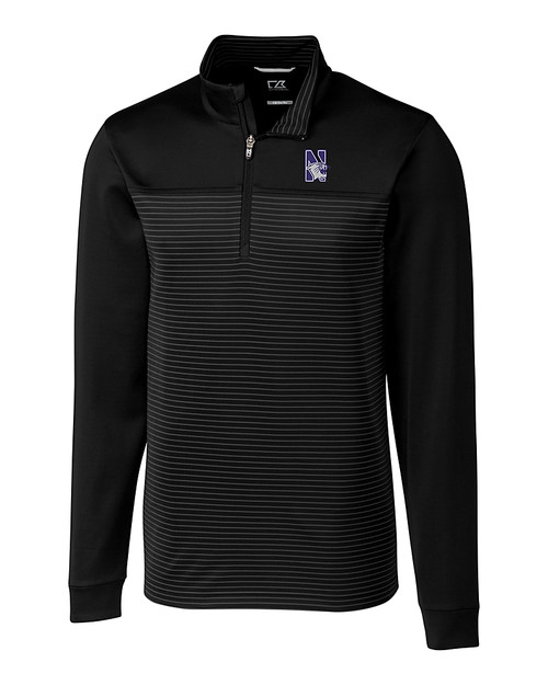 Northwestern Wildcats Cutter & Buck Traverse Stretch Eco Stripe Quarter Zip Mens Pullover