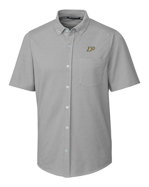 Purdue Boilermakers Cutter & Buck Advantage Tri-Blend Pique Short Sleeve Knitted Mens Button Down