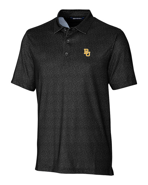 Baylor Bears Cutter & Buck Pike Micro Floral Print Stretch Mens Polo