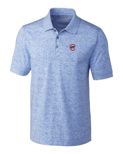 Men's Cutter & Buck Navy Chicago Cubs Big Tall Pike Double Dot Stretch Polo