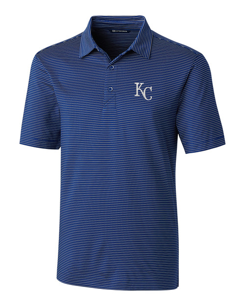 Kansas City Royals Cooperstown Cutter & Buck Forge Eco Double Stripe  Stretch Recycled Mens Big &Tall Polo - Cutter & Buck