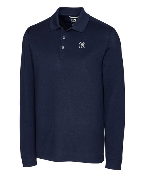 New York Yankees Cutter & Buck Advantage Tri-Blend Jersey Mens Pocket Polo  - Cutter & Buck