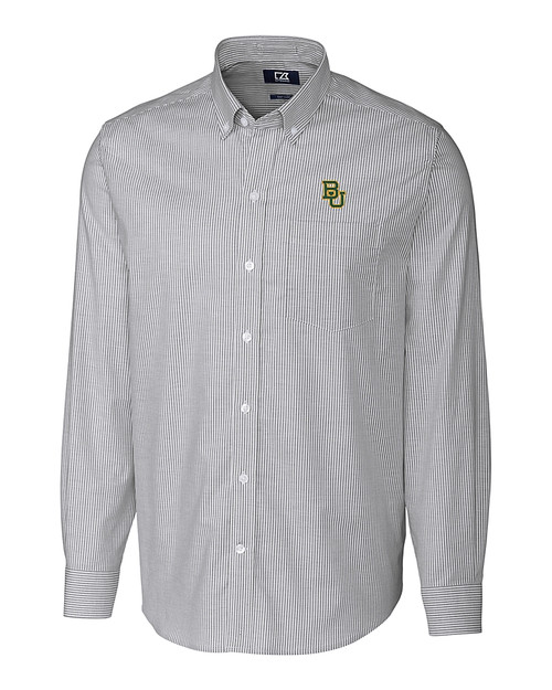 Baylor Bears Cutter & Buck Stretch Oxford Stripe Mens Long Sleeve Dress Shirt
