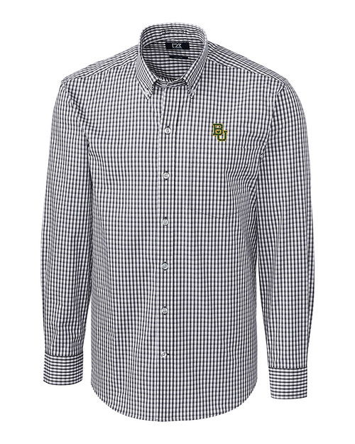 Baylor Bears Cutter & Buck Easy Care Stretch Gingham Mens Long Sleeve Dress Shirt