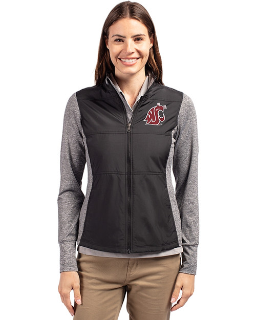 Washington State Cougars Cutter & Buck Stealth Hybrid Quilted Womens Full Zip Windbreaker Jacket