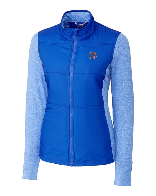 Boise State Broncos Cutter & Buck Stealth Hybrid Quilted Womens Full Zip Windbreaker Jacket
