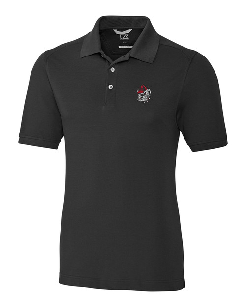 UGA Bulldog Head Loblolly Stripe Polo - Charcoal/White