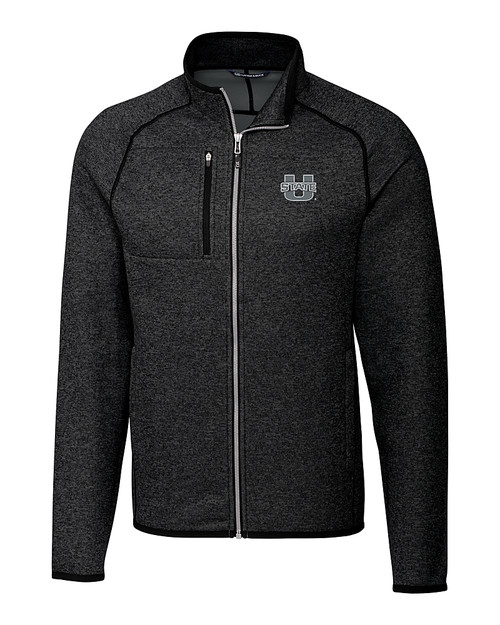 Utah State Aggies Cutter & Buck Mainsail Sweater-Knit Mens Big and Tall Full Zip Jacket