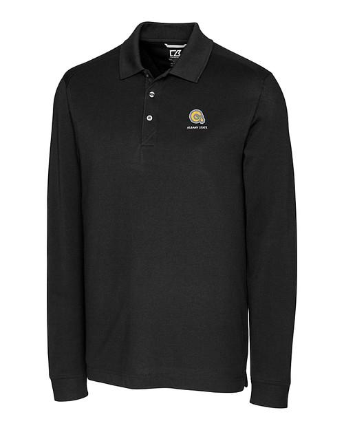 Albany State University Golden Rams Cutter & Buck Advantage Eco Tri-Blend Pique Mens Long Sleeve Polo