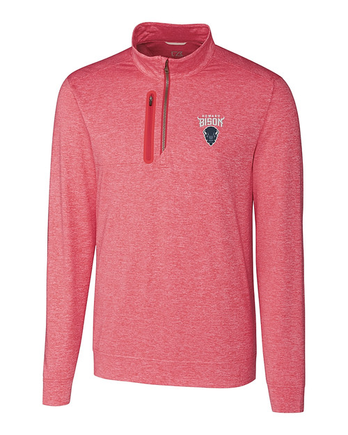 Howard Bison Cutter & Buck Stealth Heathered Mens Big and Tall  Quarter Zip Pullover