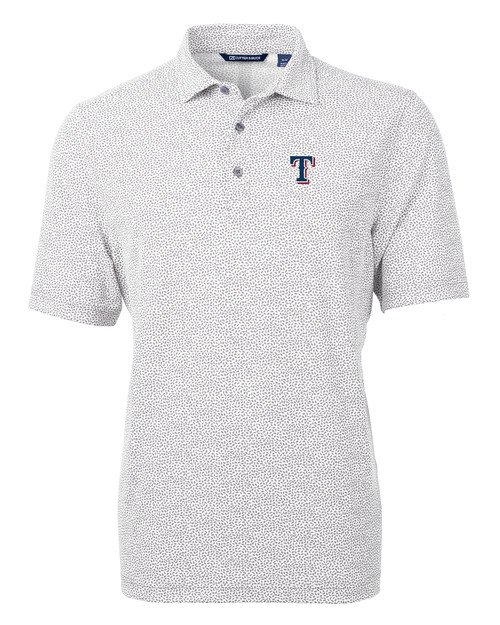 Texas Rangers Cutter & Buck Prospect Textured Stretch Mens Short Sleeve Polo  - Cutter & Buck