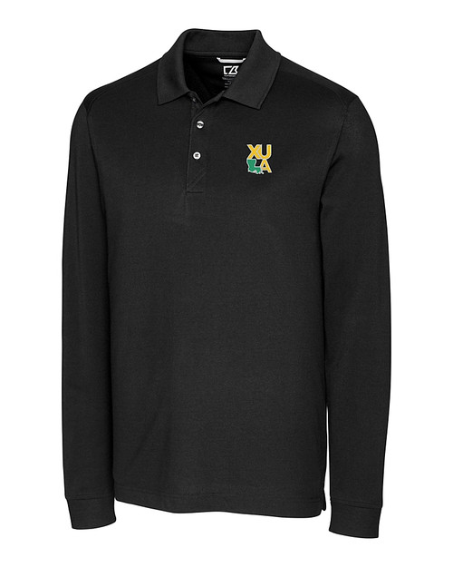 Xavier Gold Rush Cutter & Buck Advantage Eco Tri-Blend Pique Mens Long Sleeve Polo