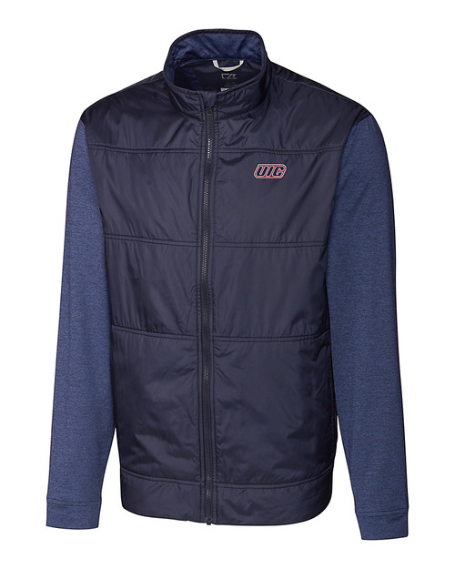 UIC Flames Cutter & Buck Stealth Hybrid Quilted Mens Big and Tall Full Zip Windbreaker Jacket
